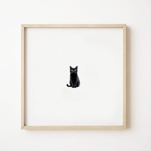 Black Cat Art Print, Digital Instant Download Mini Watercolor Wall Decor, Watercolor Cat