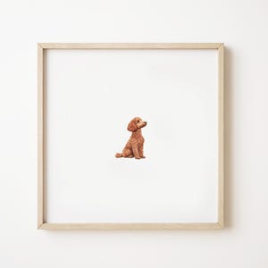 Mini Poodle Art Print, Digital Dog Wall Decor, Mini Watercolor Painting, Red Apricot Poodle