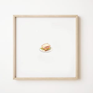 Sandwich Art Print, Watercolor Food Painting, Mini Kitchen Art Printable Digital