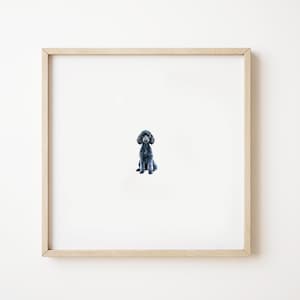 Black Poodle Art Print, Digital Dog Wall Decor, Mini Watercolor Painting, Standard Poodle