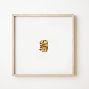 Cookie Stack Art Print, Mini Watercolor Painting, Digital Chocolate Chip Cookies