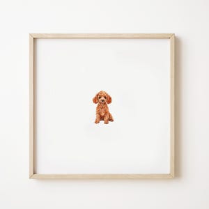 Mini Poodle Art Print, Digital Dog Wall Decor, Mini Watercolor Painting, Red Apricot Poodle