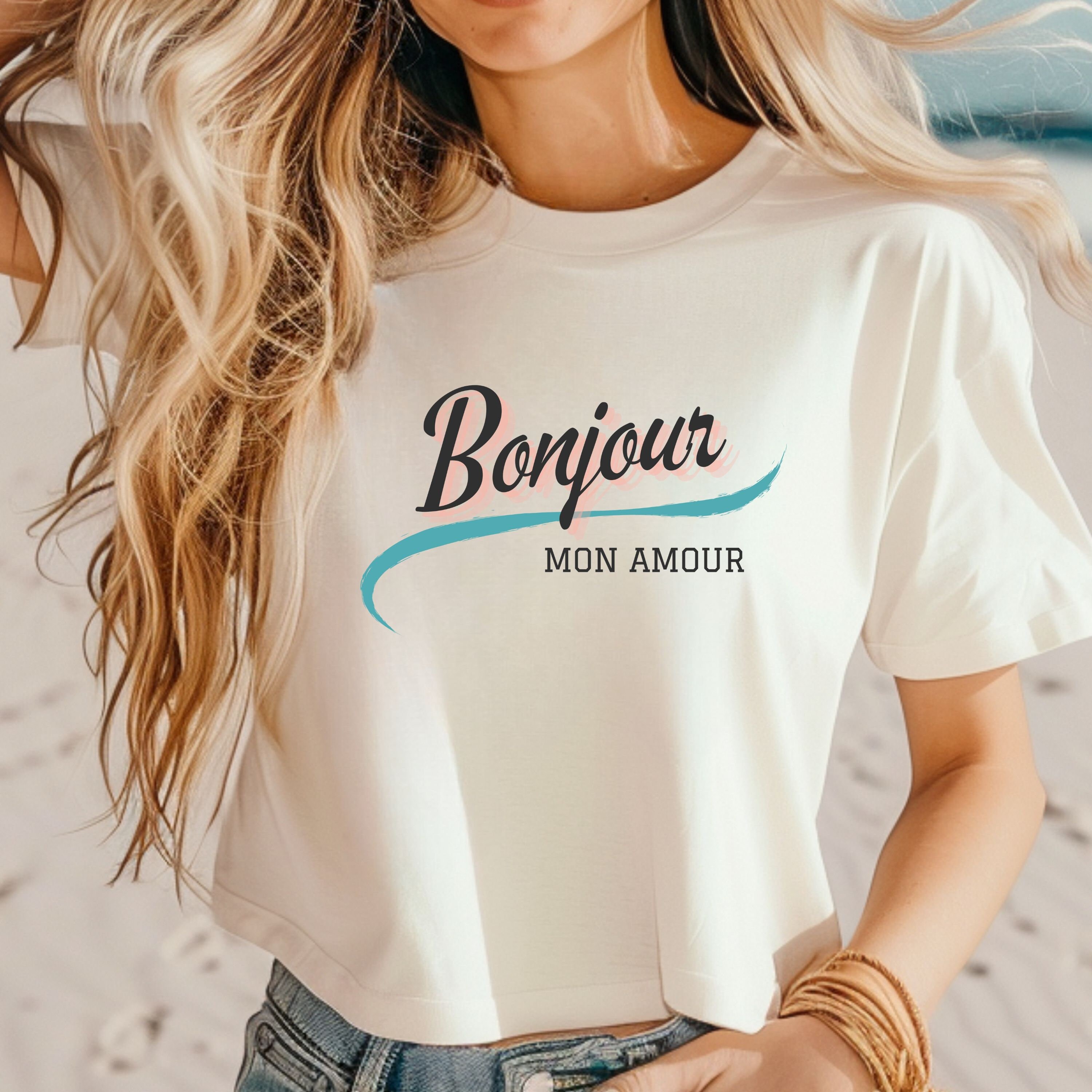 Womens Bonjour Mon Amour T-Shirt Womens Bonjour Mon Amour T-Shirt
