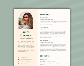 Resume Template with Cover Letter | Modern, Creative, Orange/Green Professional Resume - Instant Download, 2024 | Limited Edition