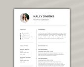 Professional Resume Template Canva with Cover Letter, 1 Page Cv Template Canva + 2 pages resume for Canva | Minimalist Cv with photo