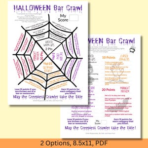 Caccia al tesoro per il giro dei bar di Halloween, giochi per adulti stampabili per feste, divertimento per l'addio al nubilato, attività per il giro dei pub, giochi da bar, bar su navi da crociera