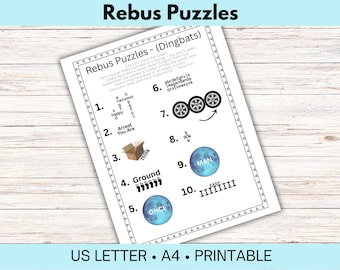 Rebus Puzzles for Teens and Adults ~ Dingbats ~ Brain Teasers ~ Word Puzzles, Picture Puzzles ~ Download, Print, Play ~ Have Fun!