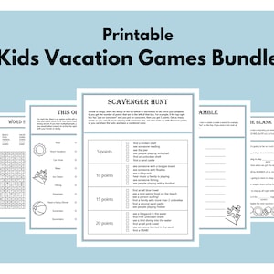 Printable Kids Vacation Games | Scavenger Hunt | Family Vacation | Travel Games | Vacation Activities | Download, Print, Play, FUN