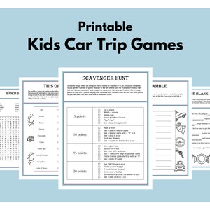 Printable Kids Car Trip Games & Activities | Scavenger Hunt | Family Vacation | Travel Games | Vacation Activities | Download, Print, Play