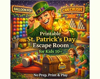 Printable St Patricks Day Escape Room Game for Kids 10+, Tween & Teen Puzzle Adventure, Good for Parties, Classroom or Groups