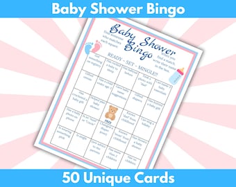 Baby Shower Bingo ~ Find the Guest Bingo ~ Baby Shower Game ~ Printable Icebreaker ~ Fun Shower Activity ~ Instant Download ~ Human Bingo