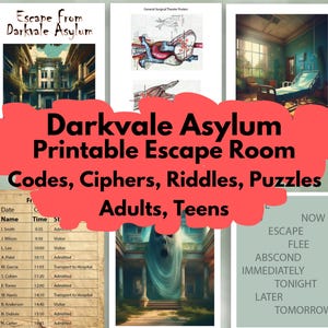 Printable Halloween Escape Room Game: Darkvale Asylum - DIY Party (PDF Download)