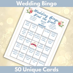 Bingo de boda ~ Bingo para encontrar al invitado ~ Juego de baby shower ~ Rompehielos imprimible ~ Actividad divertida para bodas ~ Descarga instantánea ~ Bingo humano ~ Fiesta