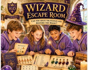 Wizard Escape Room Printable Game for Kids, Magic Puzzle Adventure, Birthday Party Activity, Treasure Hunt, Ages 10-14, Download & Print