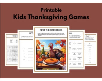 Printable Kids Thanksgiving Games | Bingo | Thanksgiving | Kids Games | Thanksgiving Activities | Download, Print, Play, FUN