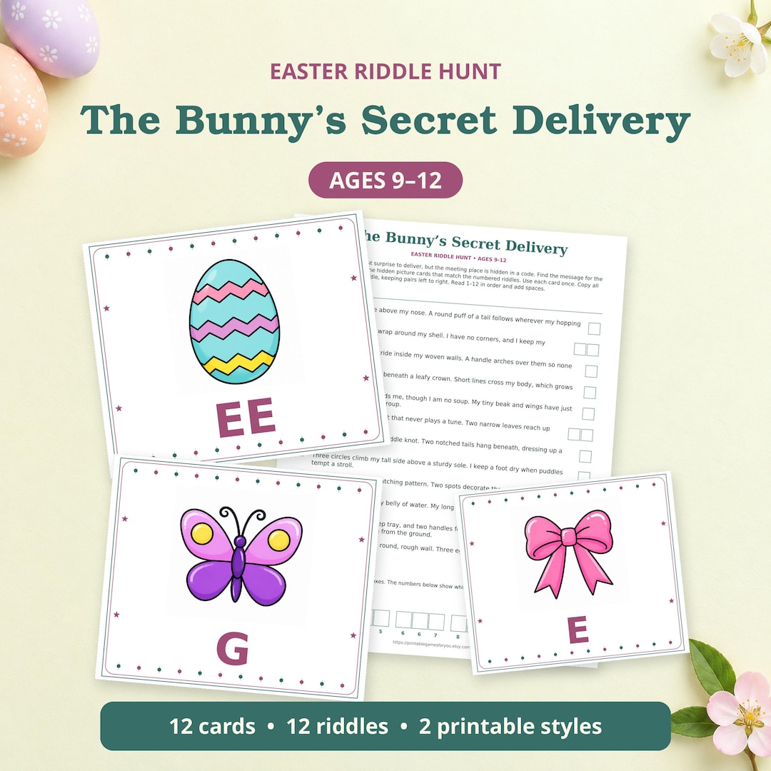 Easter Scavenger Hunt for Kids Ages 9–12 | Printable Riddle Game | Find ...