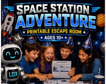 Space Station Mission Escape Room, Printable Kids Mystery Game Ages 10+, Birthday Party Activity, Team Challenge, Print & Play Party Kit