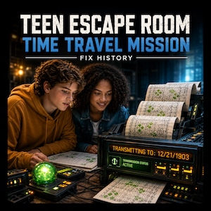 Teen Escape Room Game, 1 hour Logic Challenge, Mission for Party or Classroom, Fix Time Travel Corruption, Group or Solo Play, Printable