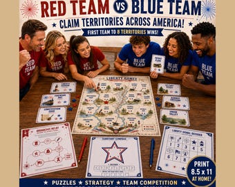 4th of July Party Game, Competitive Team Challenge, America 250 Party Game, Teen- Tween- Adult BBQ Game, Patriotic, Printable Download