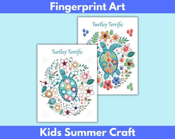 Summer Fingerprint Art Printable: Turtle Keepsake Craft (PDF Download)
