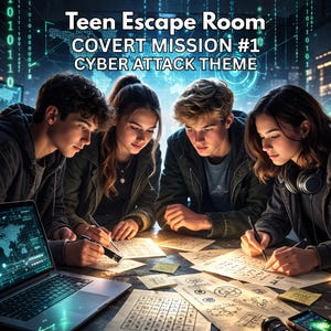 Teen Escape Room Printable Game, Covert Spy Mission Birthday Party Activity, High School STEM Classroom Challenge, 60 Minute Team Puzzle