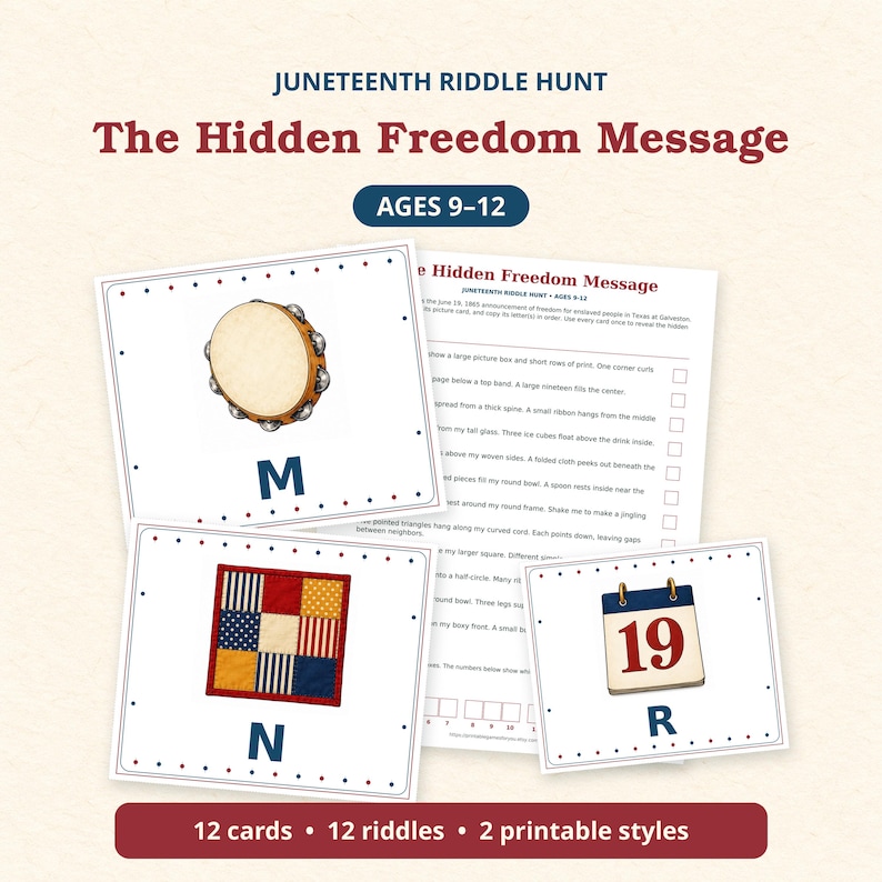 Juneteenth Scavenger Hunt for Kids Ages 9–12 | Printable Riddle Game ...