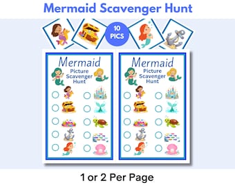 Mermaid Scavenger Hunt ~ Picture Cards - Download - Print - Hide & Seek Activity - Treasure Hunt Game - Mermaid Activity - Pre-School - Kids