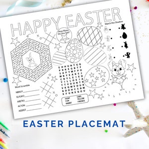 Easter Activity Placemat, Kids Printable Coloring Sheet, Fun Easter Games, Holiday Activity Mat, Creative Kids Craft, Instant Download, FUN!
