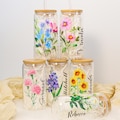 Personalized Birth Flower Tumblers | Custom Glass Coffee cup  |  Gifts for Her | Mothers Day | Customized gifts for any occasion