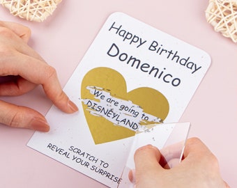 Cartes à gratter surprise personnalisables, avec feuille d'or déchiquetée, carte à révéler personnalisée, carte à message secret, cartes à gratter d'anniversaire
