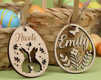 Personalisierte Holz Ostern Ornament: Laser geschnitten Spielerei | Osteranhänger mit Namen | Osternest | Osternest | Osterdekoration