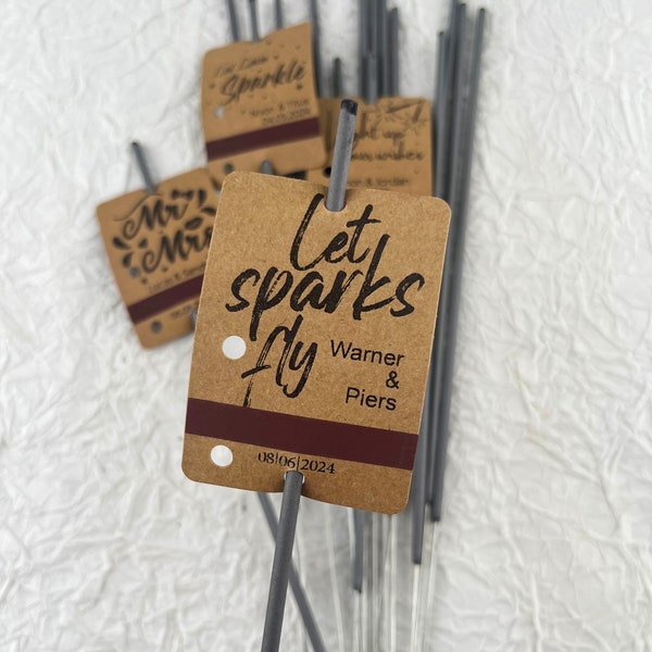 Let Love Sparkle - Gepersonaliseerde SPARKLER TAGS voor bruiloften | Verjaardagen | Jubilea | Verlovingsfeesten