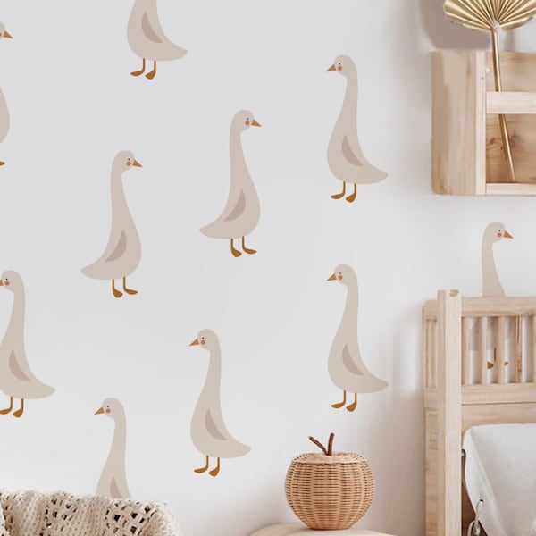 Cute Geese Wall Stickers for Kids | Boho Nursery Decor | Scandinavian Style Fairy Room Decals | Toddler Gift