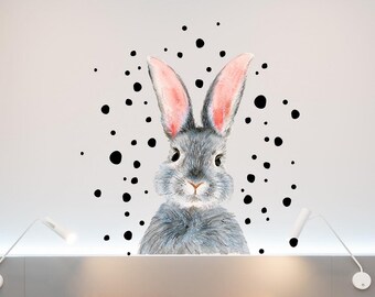 Bunny Wall Decals for Kids Room | Rabbit Wall Stickers | Animal Nursery Decor | Baby Bunny Wall Decal