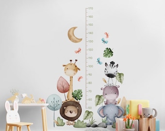 Jungle Animal Growth Chart Wall Decal: Safari Nursery Decor