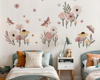 Watercolor Wildflower Wall Decals: Boho Nursery, Girl's Room Decor