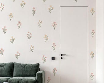 Flower Wall Decals - Watercolor Floral Wall Art, Boho Nursery Decor, Daisy Wall Decal, Girls Room Decor