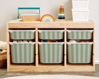 Gestreepte stickers voor IKEA TROFAST bakken | 8 kleuren opbergstickers | Organisatie speelkamer | Opberglabels voor de kinderkamer