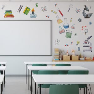Chemical Science Wall Decals for School Classroom Decor – Educational Chemistry Lab Stickers for Kids Room, STEM Vinyl Wall Art Gift