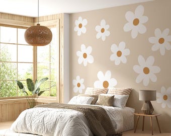 Daisy Wall Decals - 12 Sheets Peel And Stick Flower Stickers, Boho Floral Wall Decor For Kids Room, Nursery, Living Room - View #2