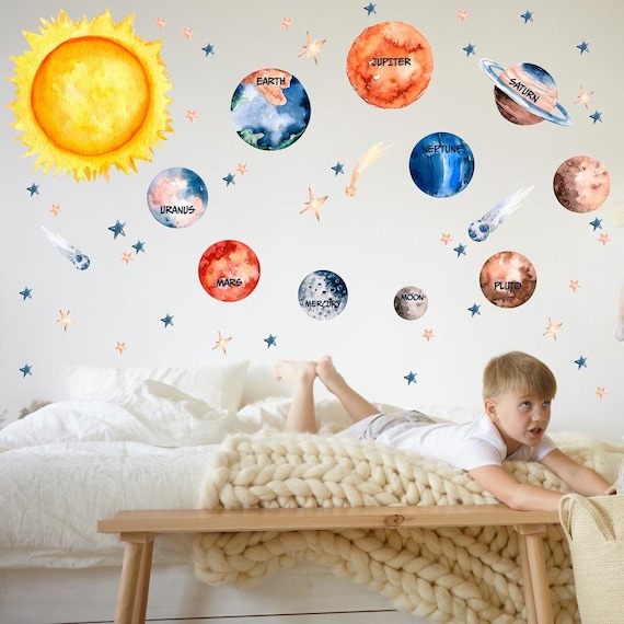Solar System Wall Decals: Kids Room Space Stickers, Educational