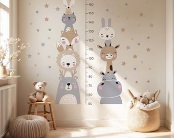 Woodland Animal Growth Chart Wall Decal: Nursery Height Tracker