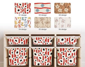 IKEA TROFAST Stickers, Floral Nautical Alphabet Decals for Kids Storage Bins, 6 Designs