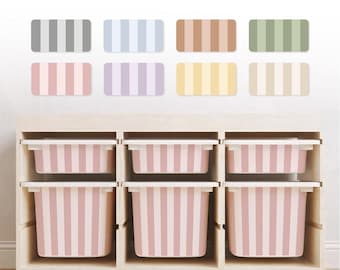 IKEA TROFAST Stripe Stickers, 8 Color Storage Bin Decals for Nursery and Playroom Organization