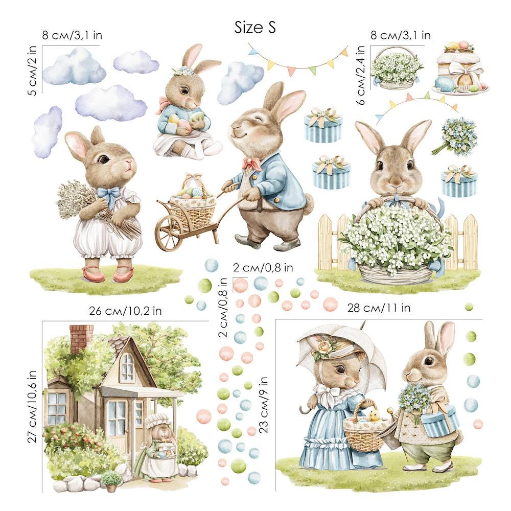 Bunny Rabbit Decals, Nursery Wall Stickers, Removable Vinyl Decal, Kids ...