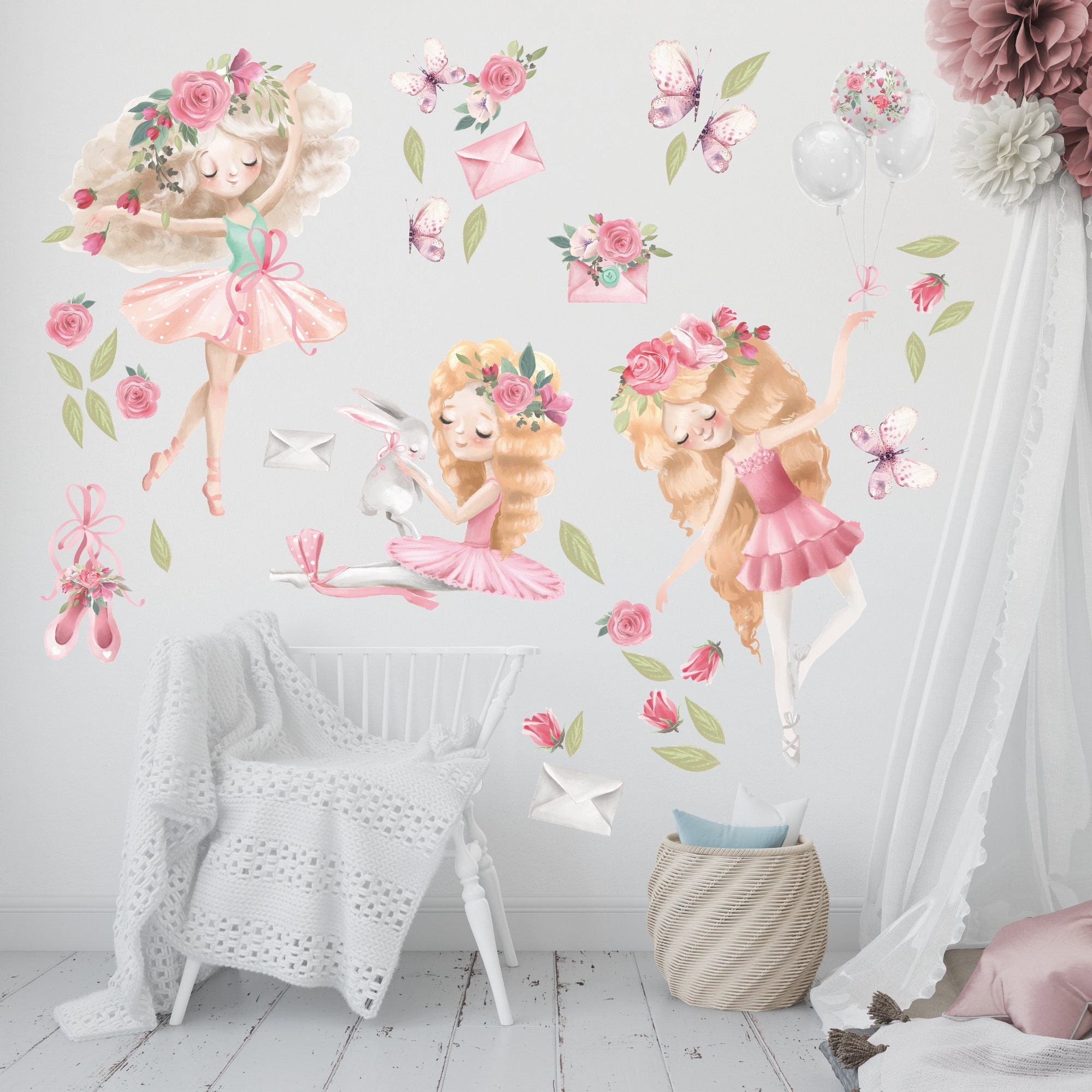 Magical Fairies Wall Stickers for Girls | Scandinavian Decor | Pink ...