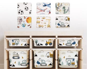 IKEA TROFAST Stickers, Construction Space Dragon Decals for Kids Storage Bins