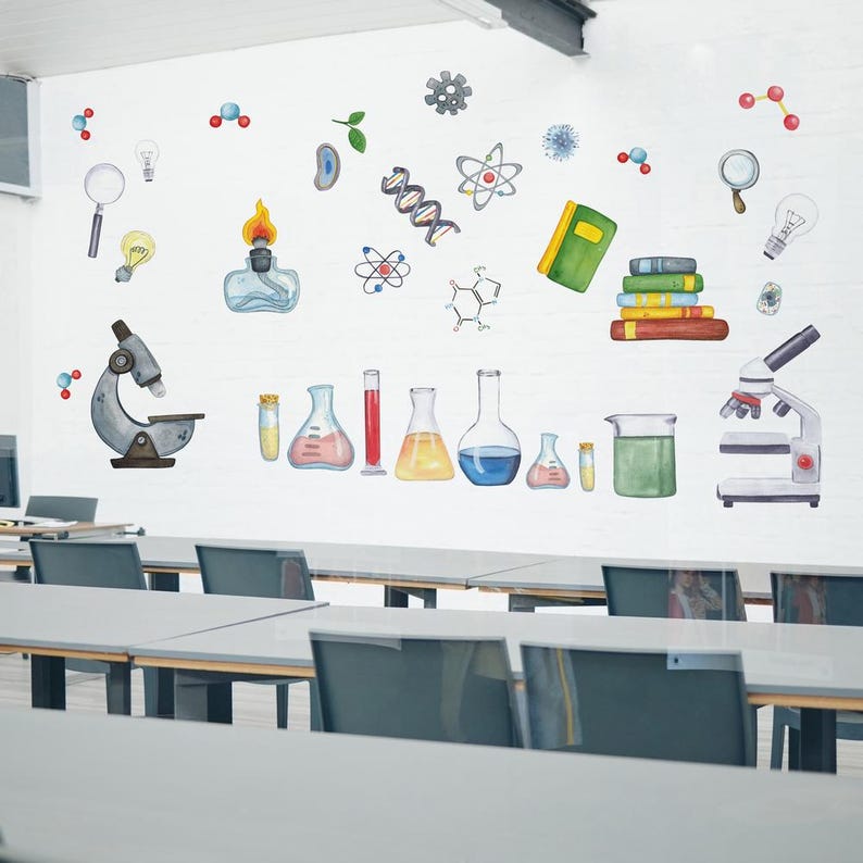 Chemistry Lab Wall Decals: STEM Classroom Decor, Science Gift - Etsy