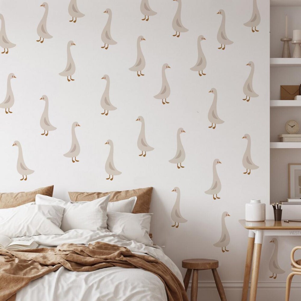 Goose Wall Decals, Scandinavian Nursery Decor, Cut Animal Wall Stickers ...