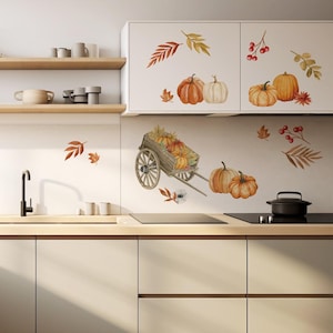 Wandsticker Herbst orange | Fee Zimmer Dekor | Temporäre Dekoration | Herbststimmung | Wohnzimmer Dekor | Geschenk für Schwester